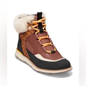 Cole Haan Brown and Black Winter Boots with Leopard Print